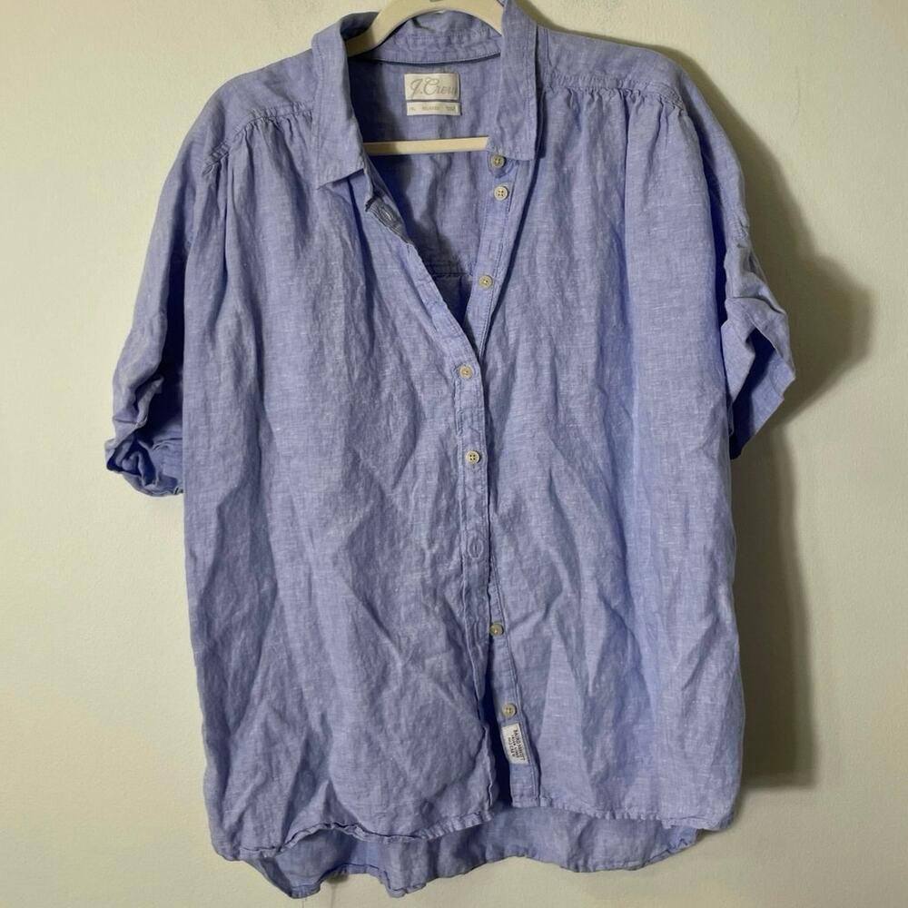 J. Crew Factory Light Blue Button-Down Linen Shirt